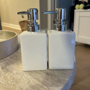 Matching glass soap dispensers